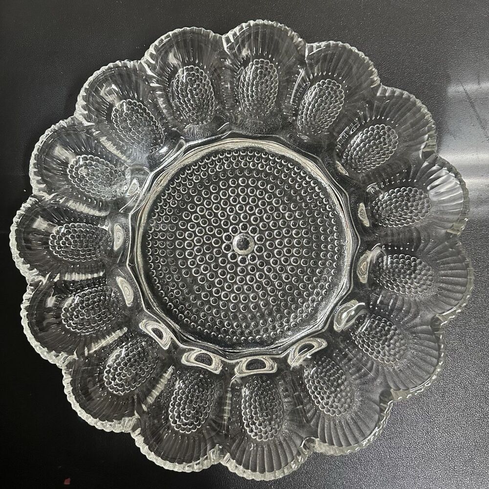 Deviled Egg Tray Relish Indiana Glass Happenings Hobnail 11" MADE IN USA In Box